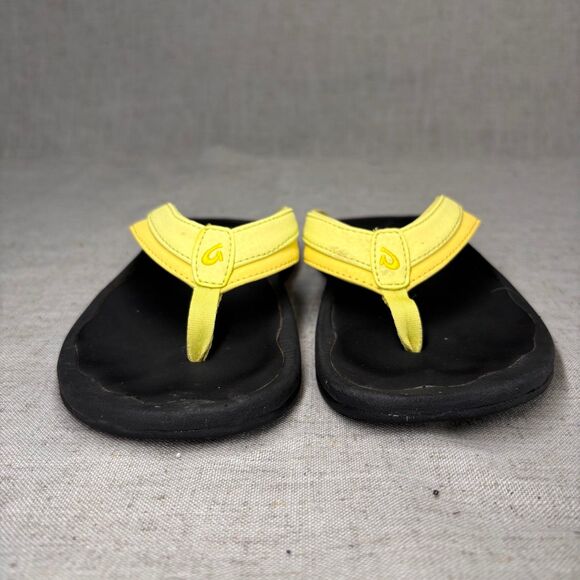 Olukai Ohana Flip Flops Beach Sandals Neon Yellow & Black Women's Size 5 - Picture 3 of 10